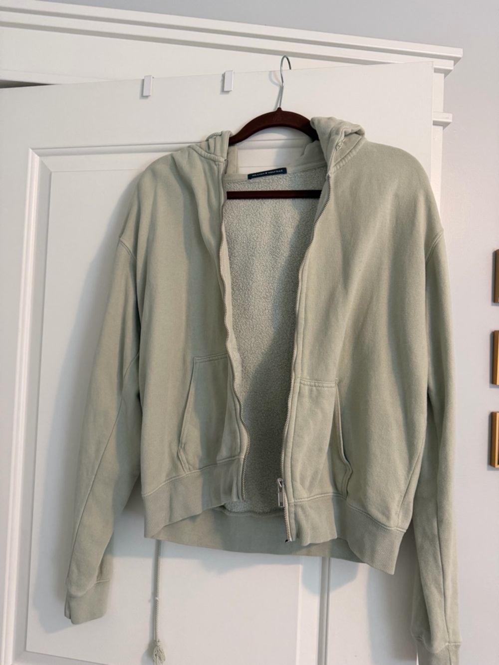 Brandy Melville Light Sage Green Zip-Up Hoodie